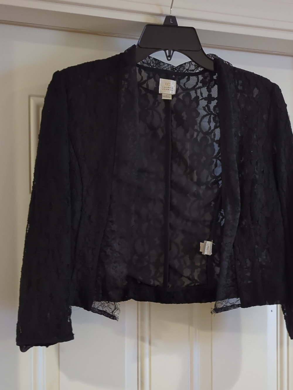LC Lauren Conrad Black Floral Lace Open Blazer